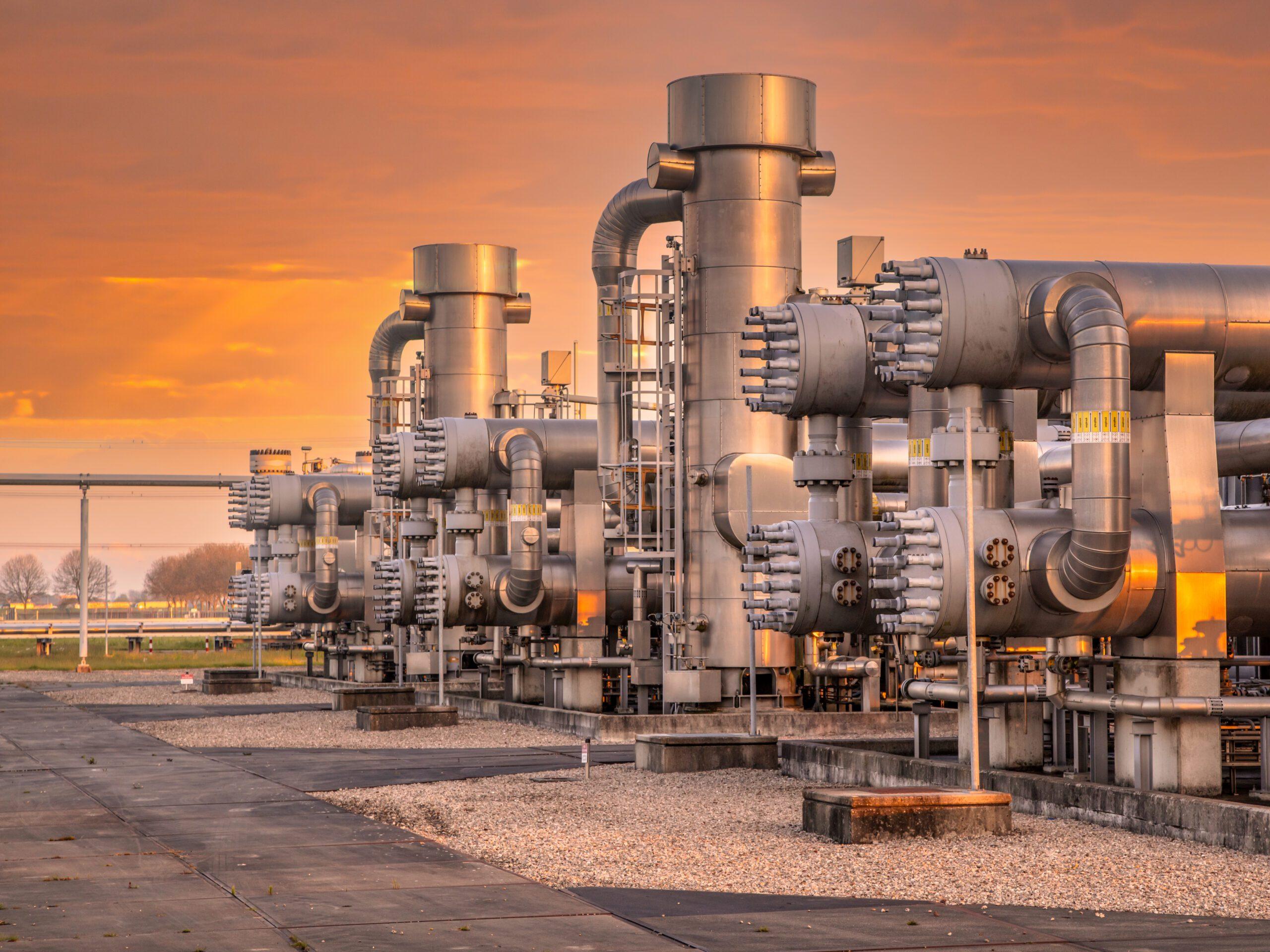 Oil and gas processing plant in Houston, Texas with corrosion-resistant powder coated components by H-Town Coaters — industrial-grade protection for refineries and energy infrastructure. Oil & Gas Powder Coating Houston