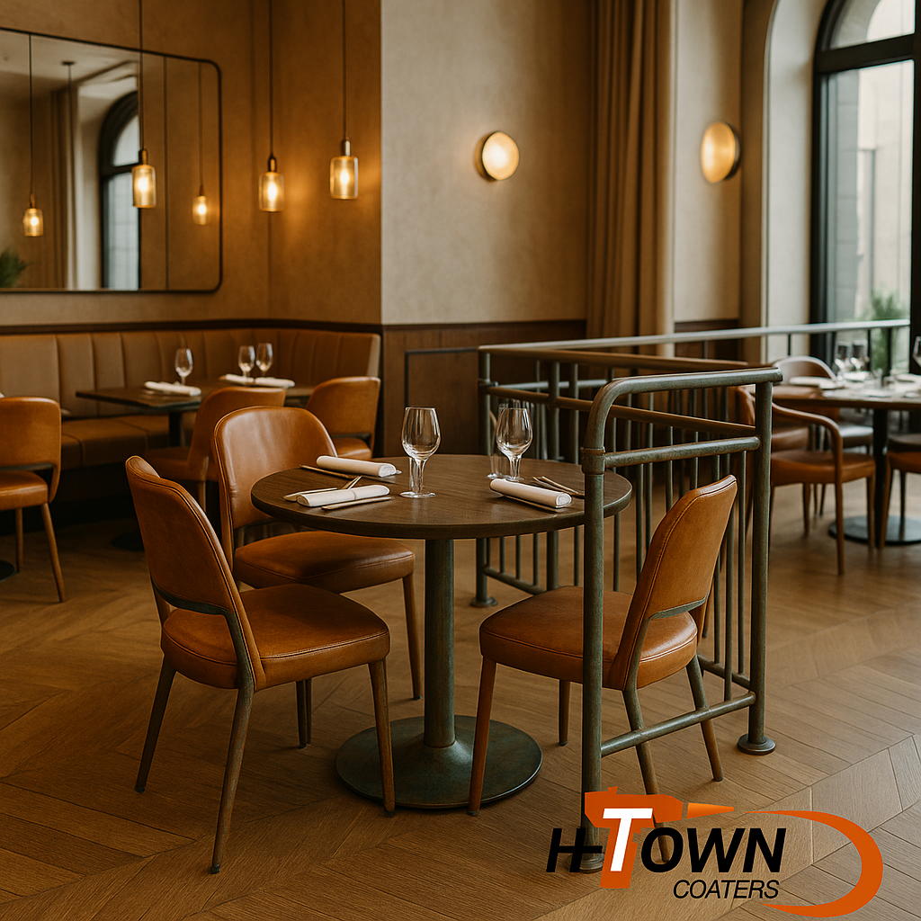 Polychrotina™ patina powder coating finishes by H-Town Coaters in Houston, Texas — aged copper, bronze, and weathered steel looks designed for architects, designers, small businesses, and commercial spaces.