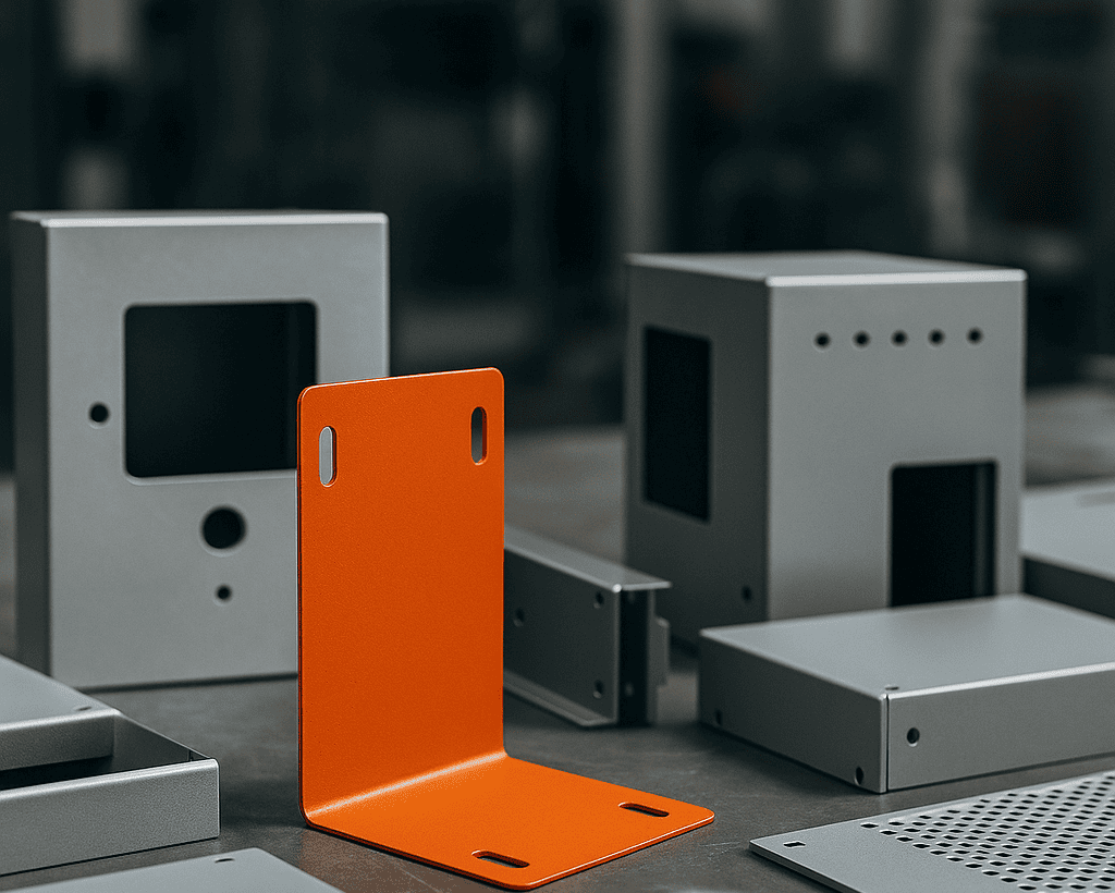 H-Town Coaters technician in Houston applying powder coating to electrical enclosures and sheet metal components — precision-controlled, eco-friendly finishes meeting engineering and sustainability standards.